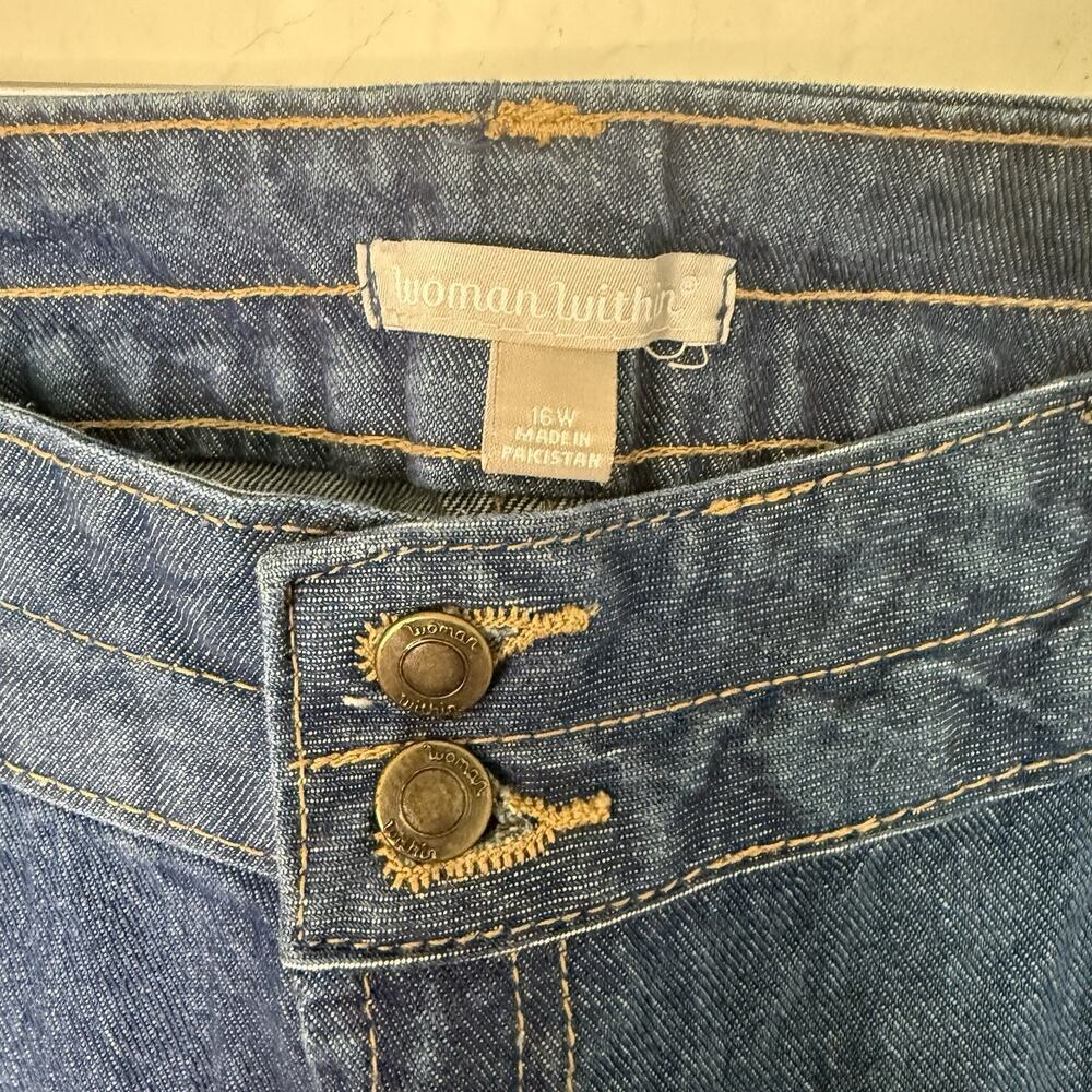 Woman Within jeans womens 16W blue denim stretch natural fit mid rise straight - Picture 5 of 8